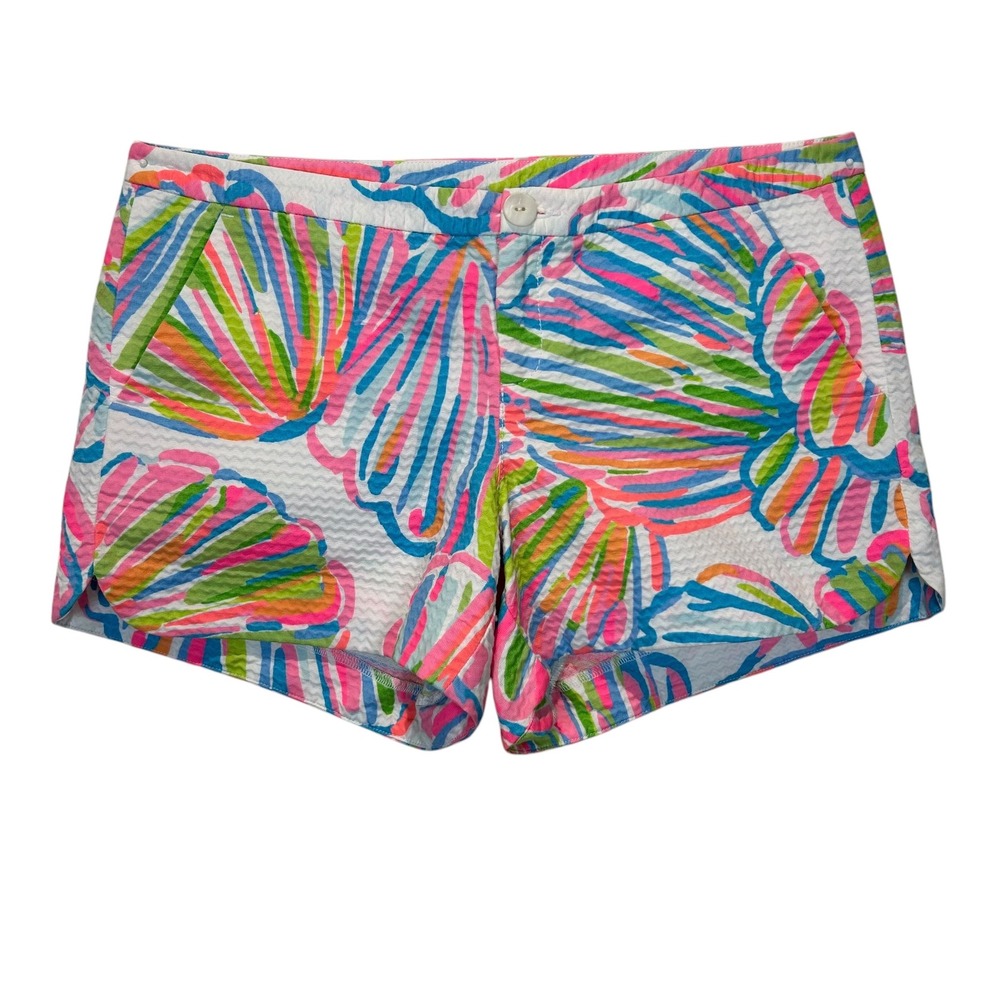 Lilly Pulitzer Adie Shorts Resort White Shellabrate Pockets Zip Colorful Size 4